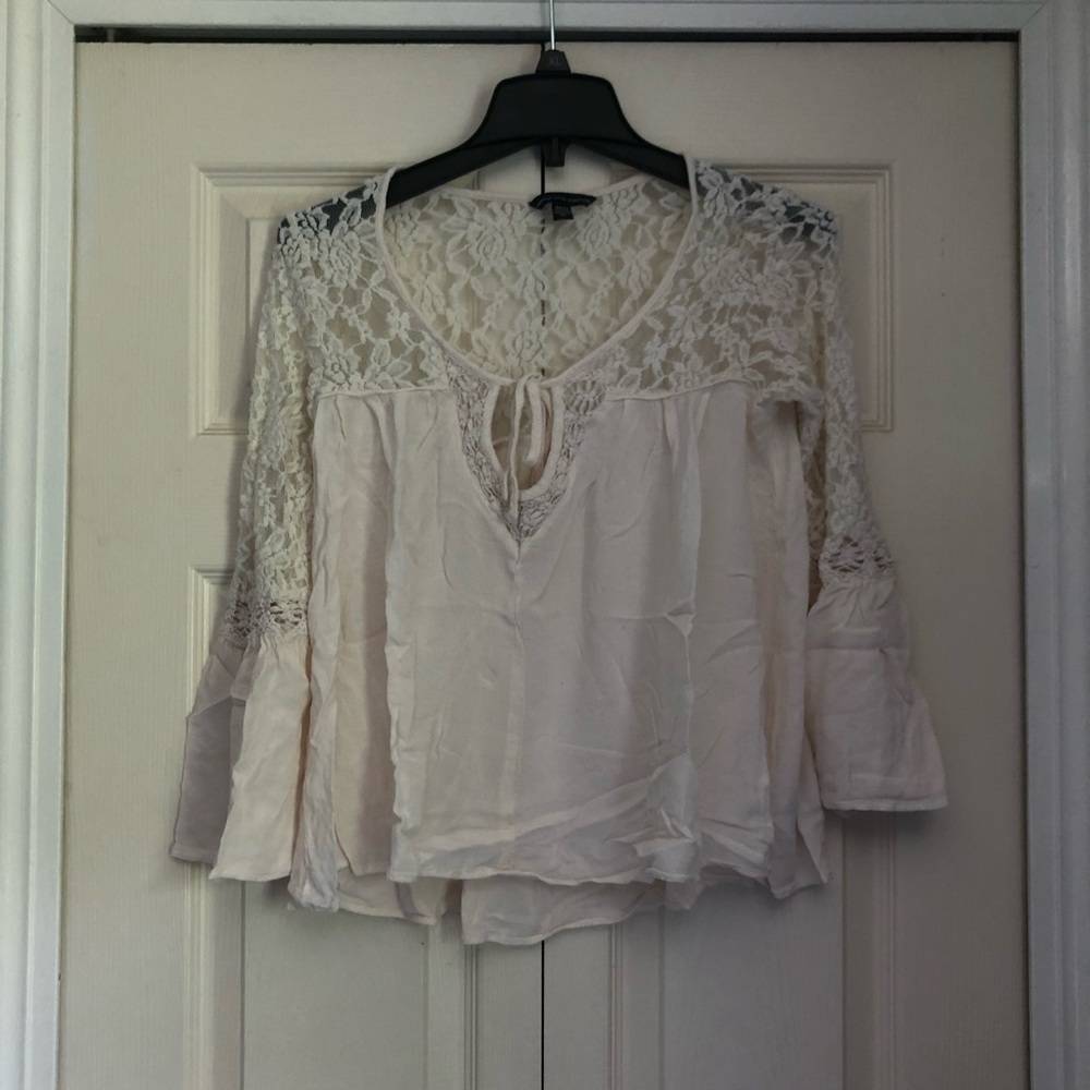 ae white flowy blouse